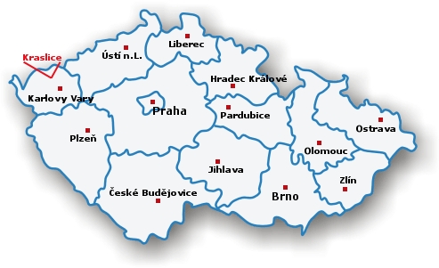 mapa ČR s umístěním Kraslic